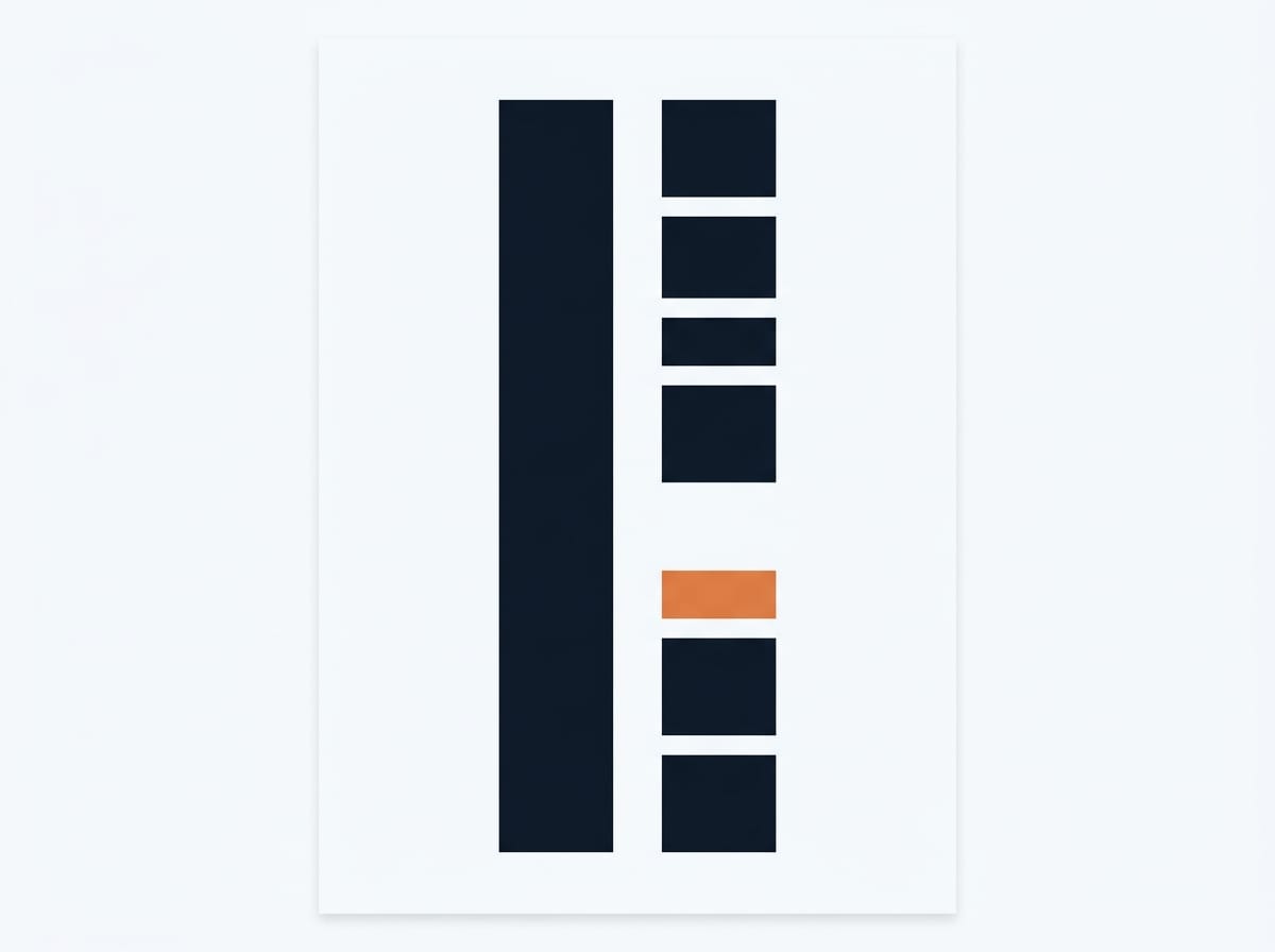 Two vertical columns: a solid continuous column on the left and a fractured column with missing segments on the right.